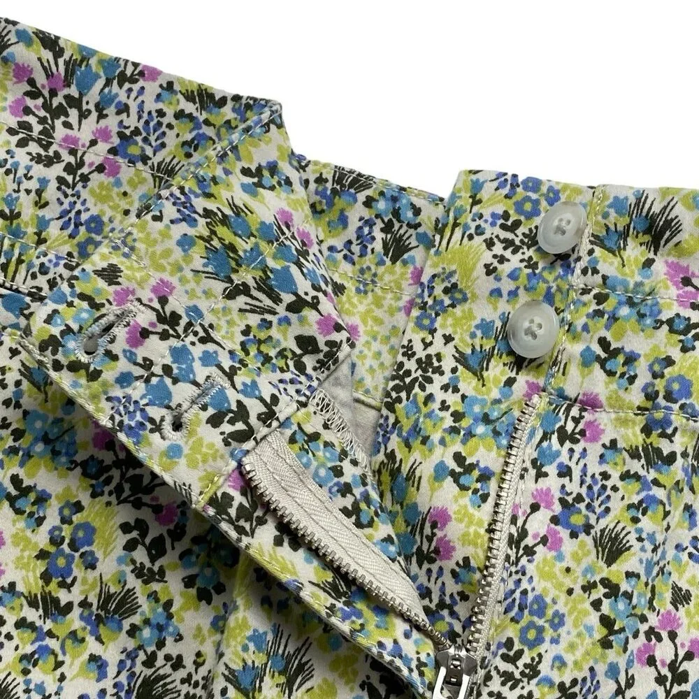 J JILL Women Pencil Skirt Live in Chino Floral Knee Length Sz 8‎ Multicolor 5-42